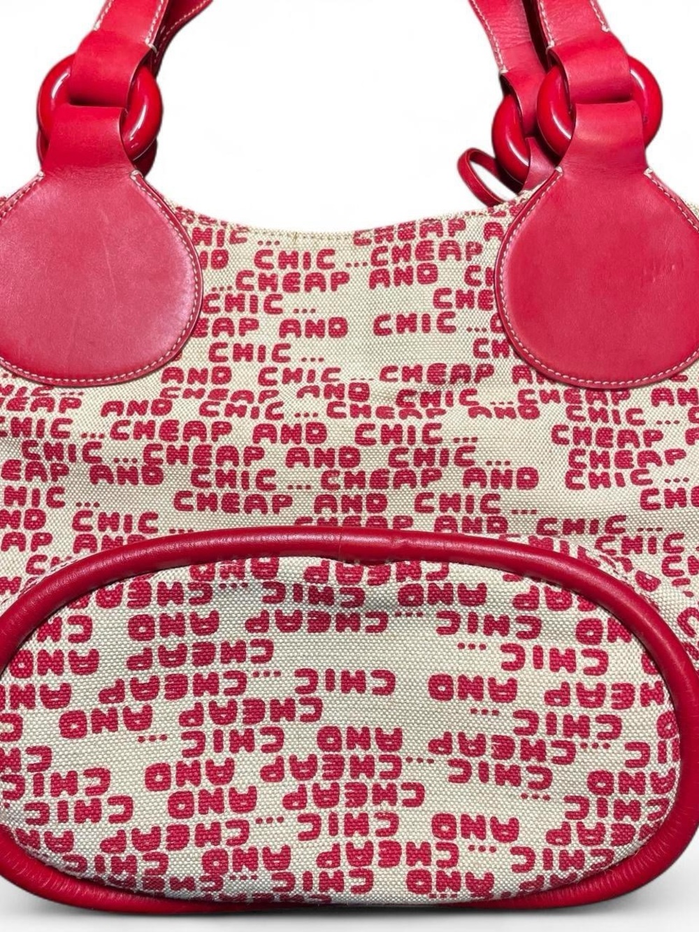 Moschino Cheap and Chic Red Canvas and Leather Tote Bag - Women - Picture 5 of 5
